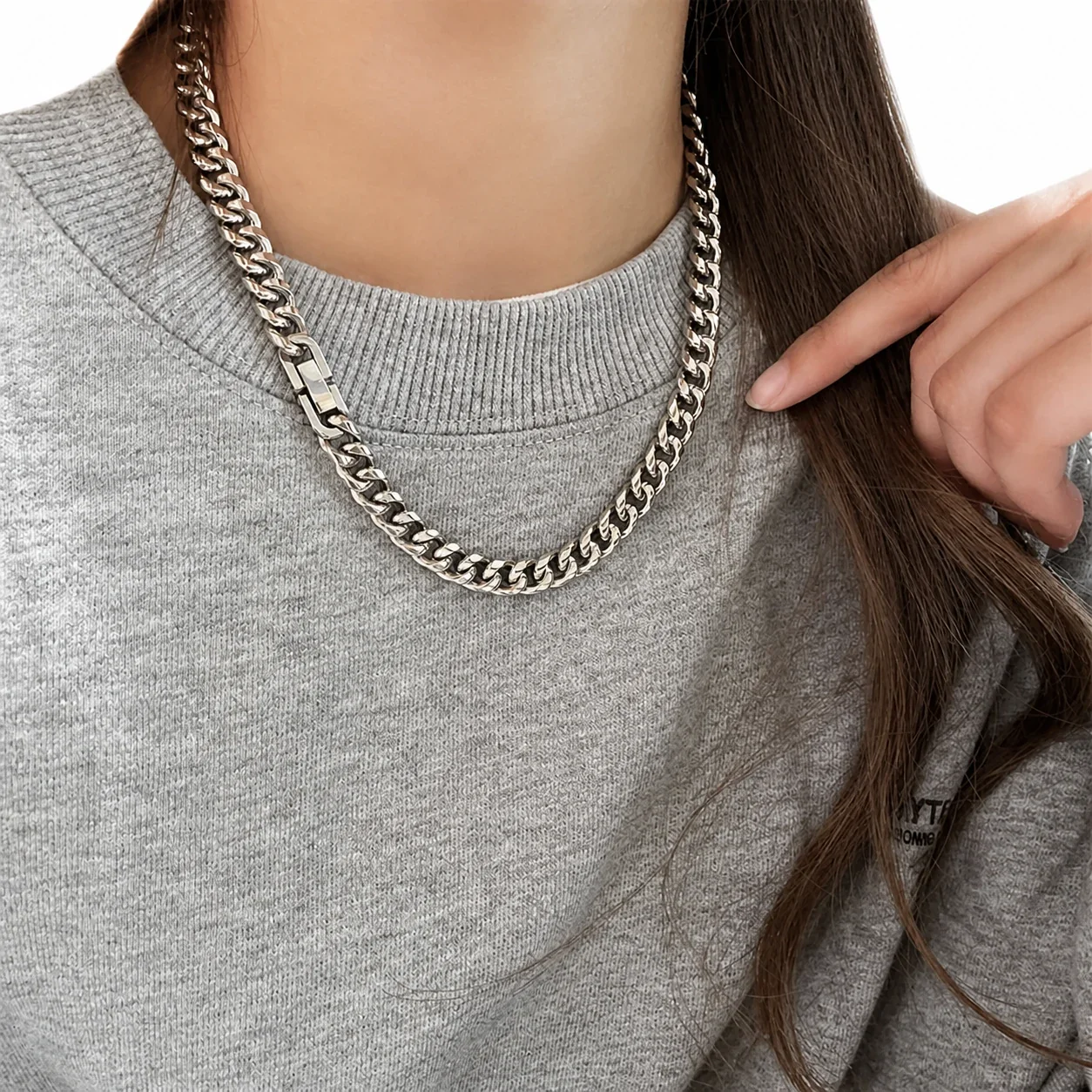 Bold Cuban Link Box-Clasp Stainless Steel Chain Necklace