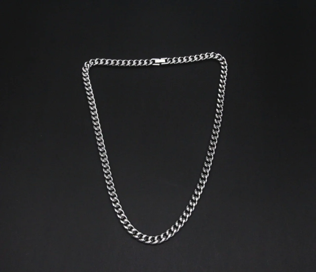 Bold Cuban Link Box-Clasp Stainless Steel Chain Necklace - 6 mm Width