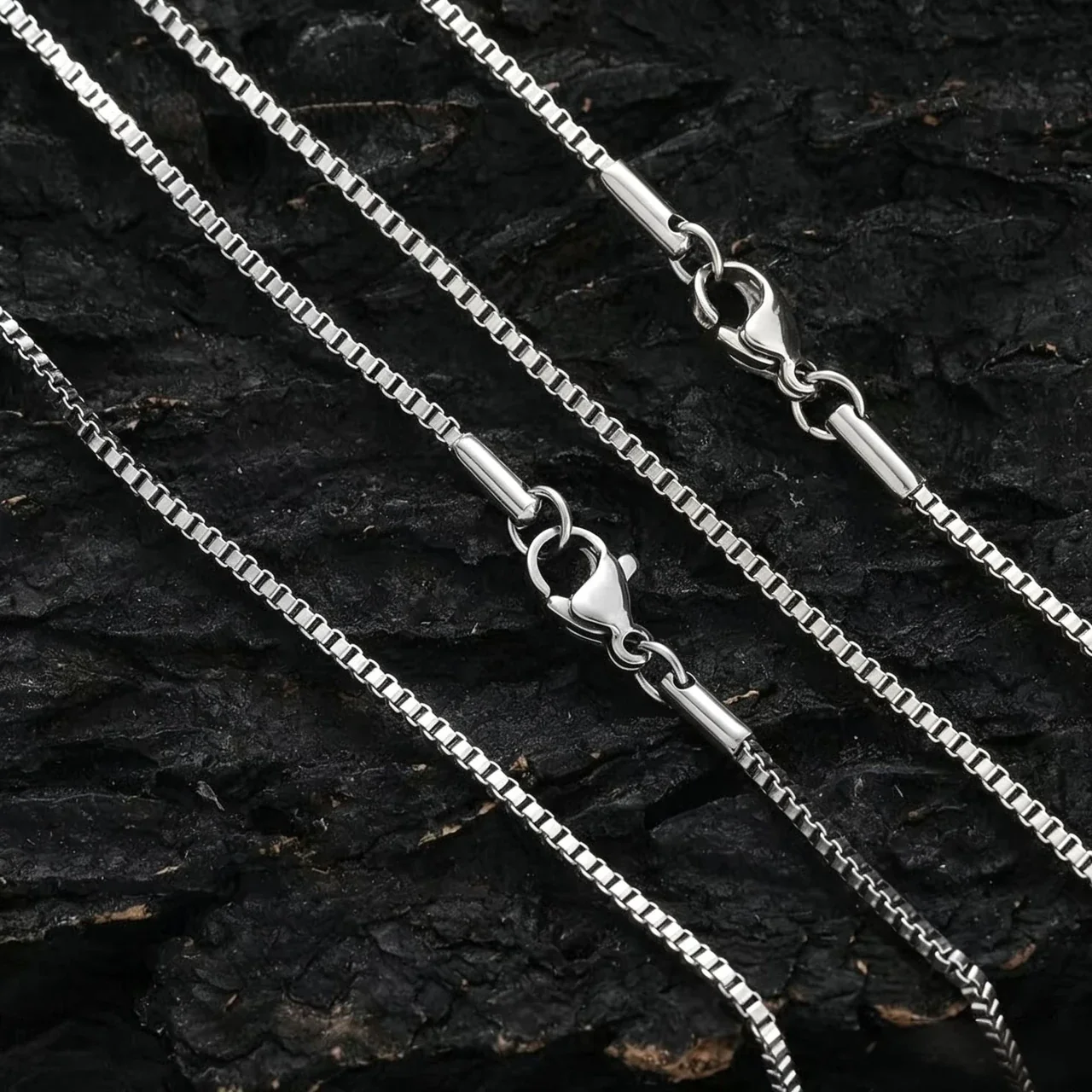 Bold Cuban Link Box-Clasp Stainless Steel Chain Necklace - Box 2 mm