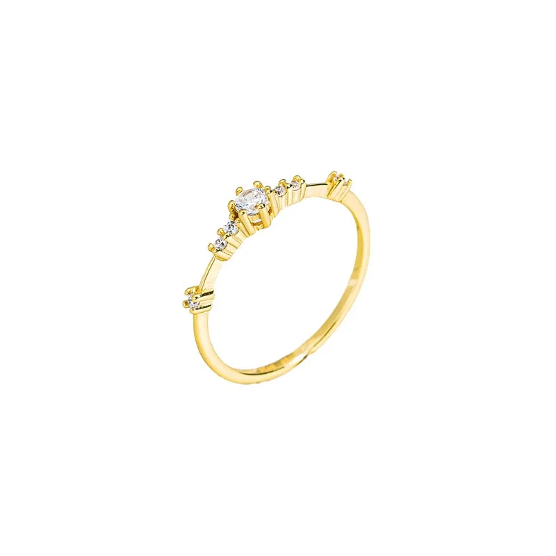 Delicate 925 Sterling Silver Seven-Stone Round Prong Ring