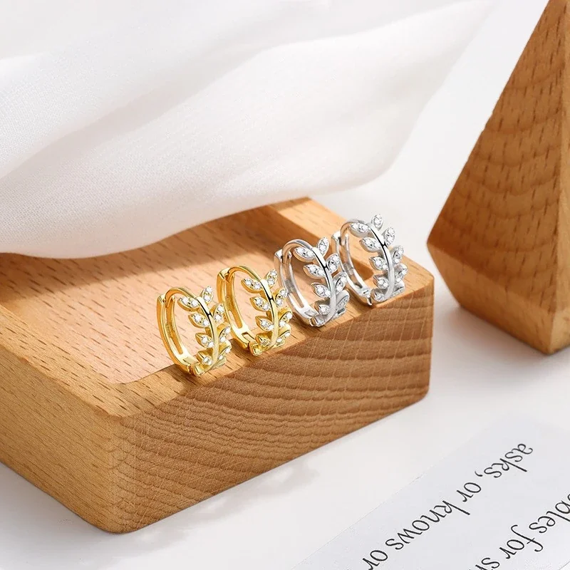 Geometric Cubic Zirconia 925 Sterling Silver Hoop Earrings