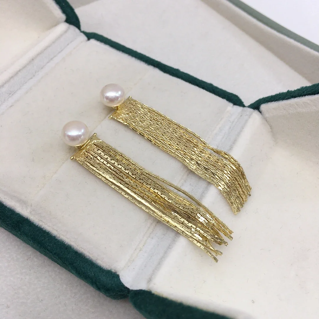 Fluid Freshwater Pearl Chain Fringe Drop Earrings