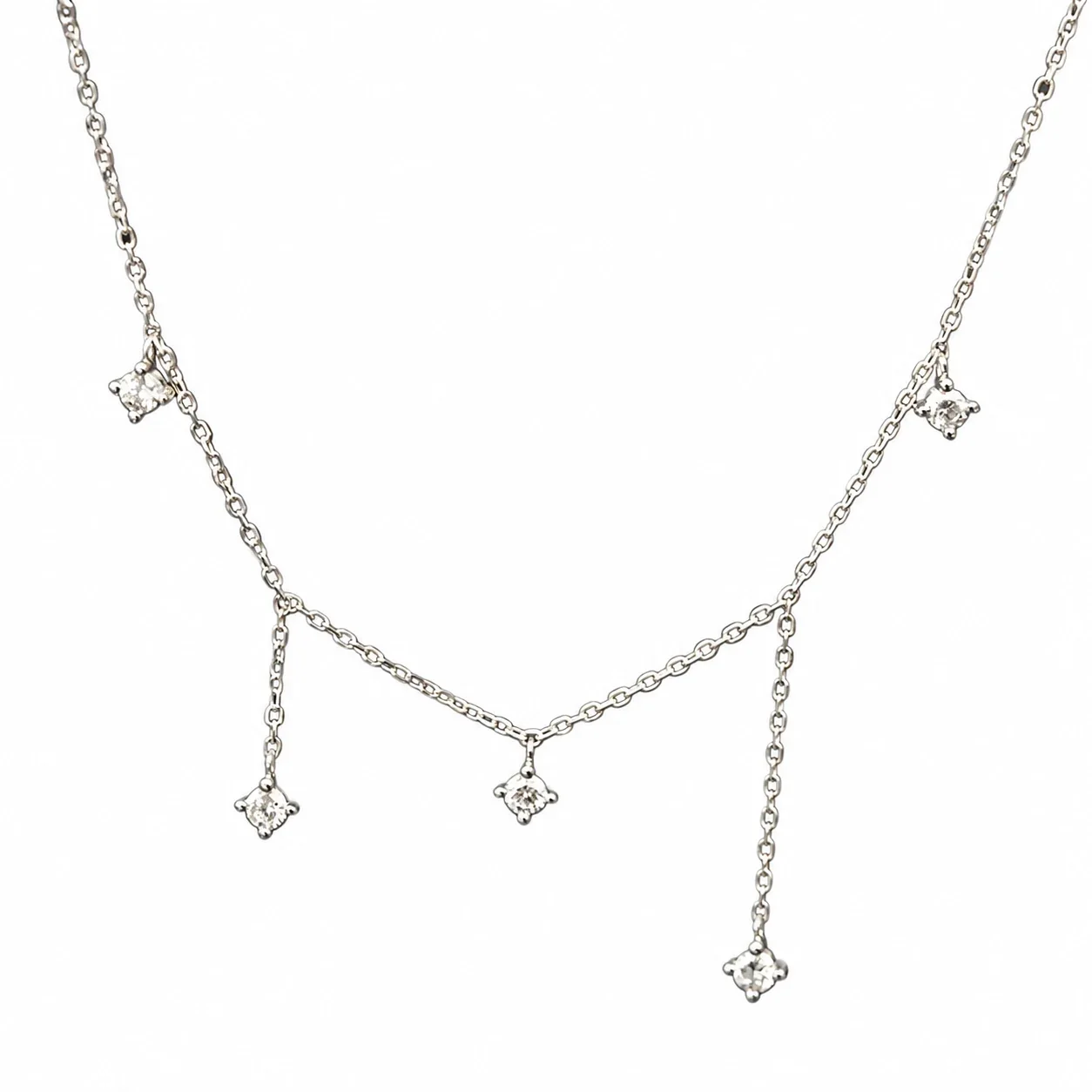 Celestial 925 sterling silver Five-Star Drop Necklace
