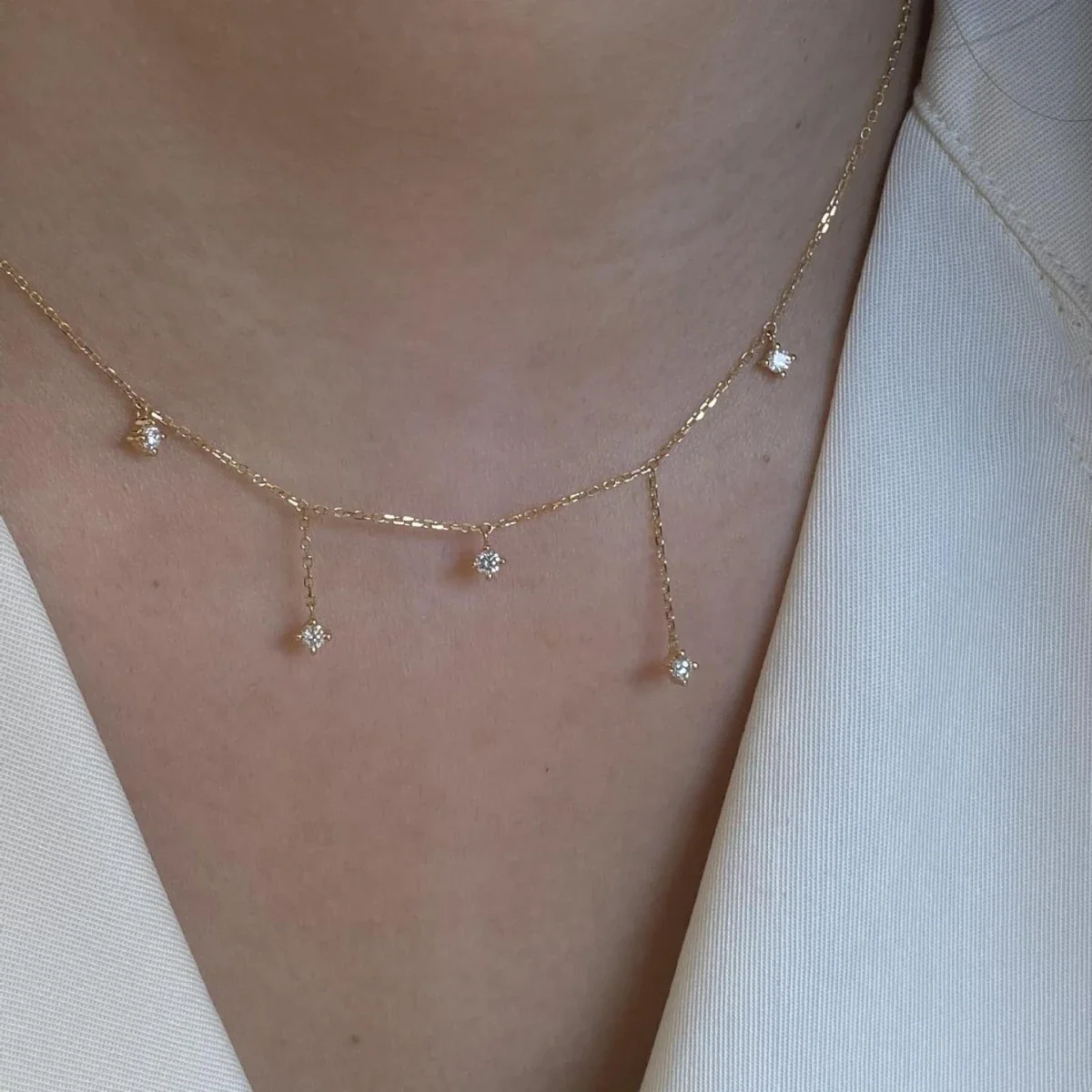 Celestial 925 sterling silver Five-Star Drop Necklace