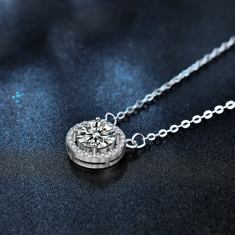 Radiant 925 Sterling Silver Four-Prong Halo Necklace