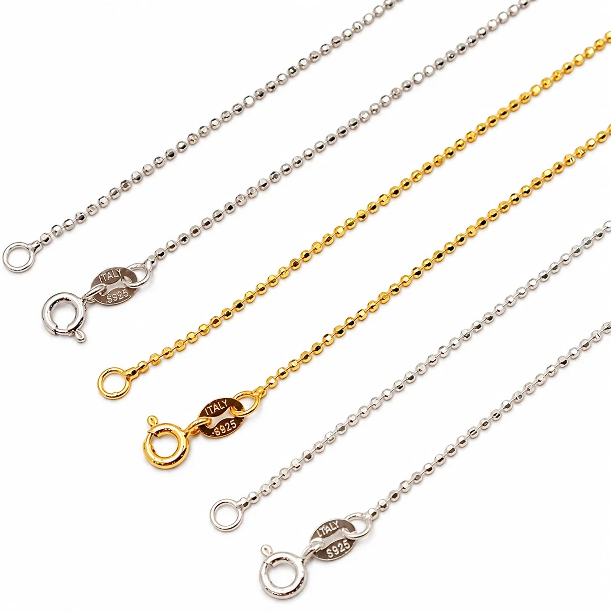 Sparkling 925 Sterling Silver Polished Bead Chain Necklace