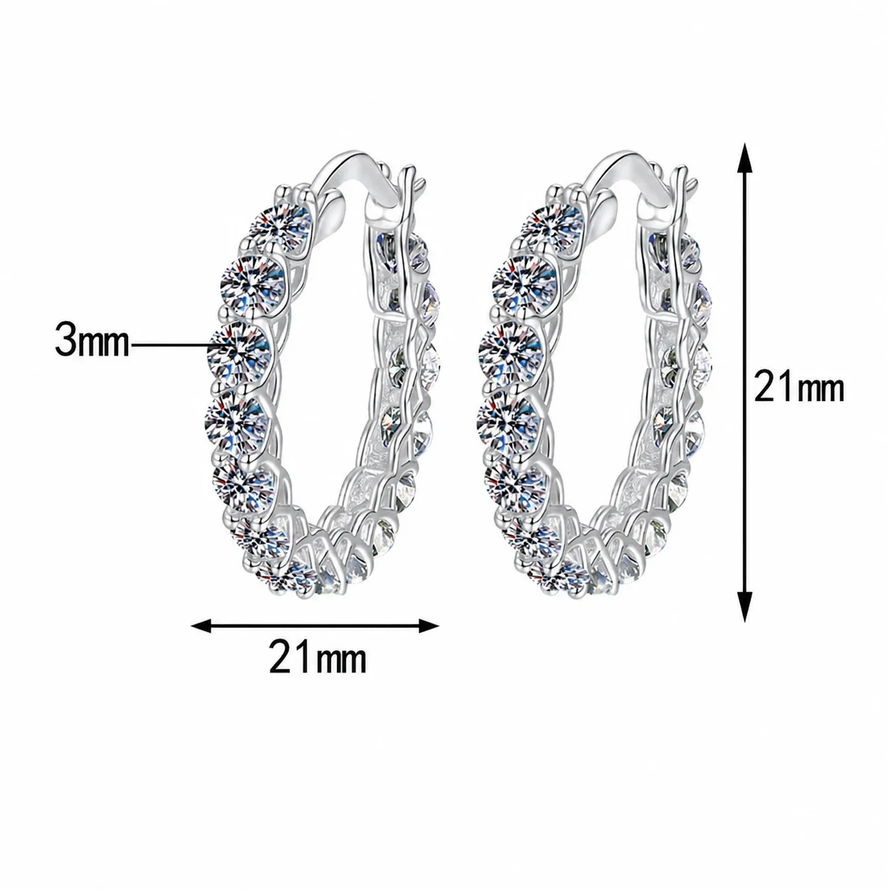 Radiant Round Moissanite 925 Sterling Silver Hoop Earrings - ct Moissanite