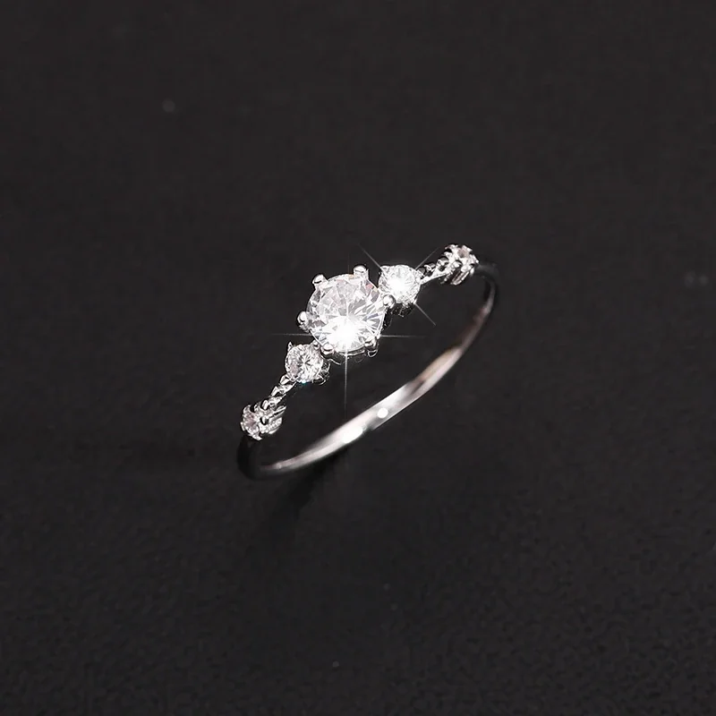 Delicate 925 Sterling Silver Round Prong-Set Open Ring
