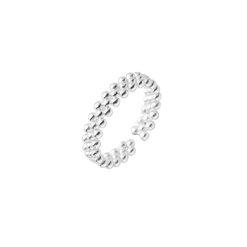 Refined Polished 925 Sterling Silver Double Bead Ring