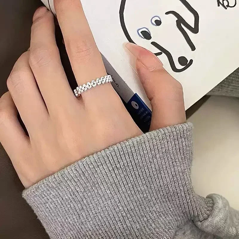 Refined Polished 925 Sterling Silver Double Bead Ring
