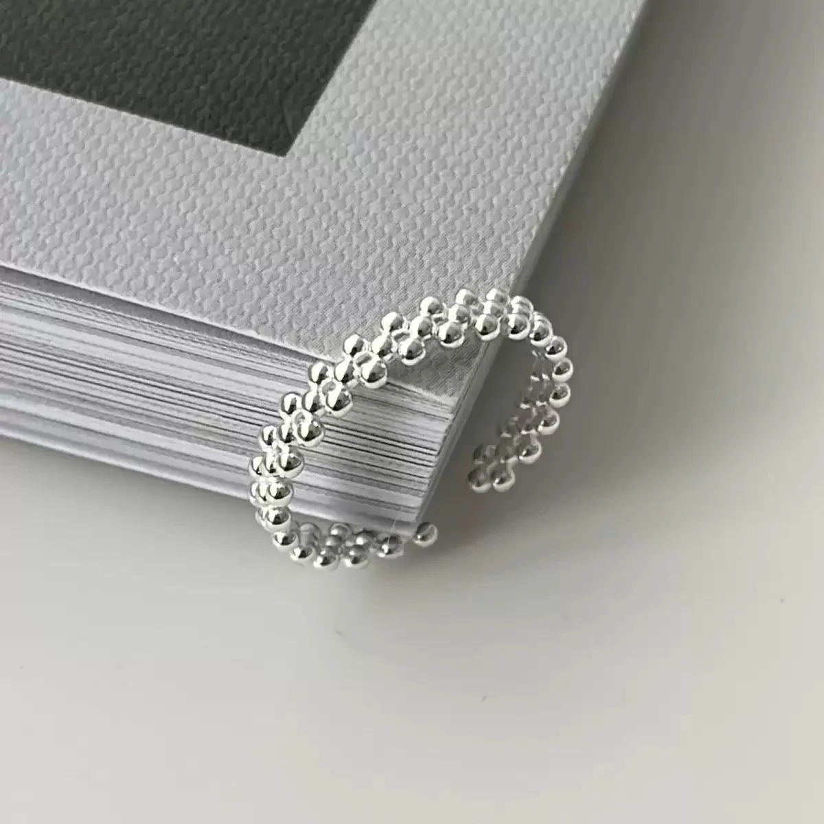 Refined Polished 925 Sterling Silver Double Bead Ring
