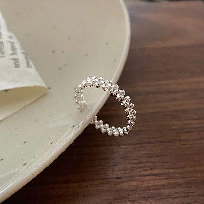 Refined Polished 925 Sterling Silver Double Bead Ring - Silver