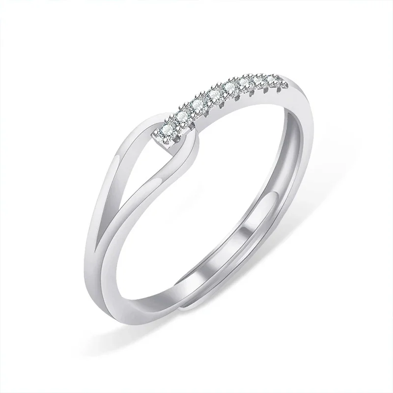 Sculptural 925 Sterling Silver Split-Shank Pavé Moissanite Ring