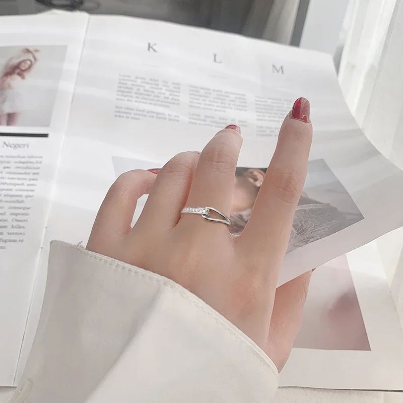 Sculptural 925 Sterling Silver Split-Shank Pavé Ring