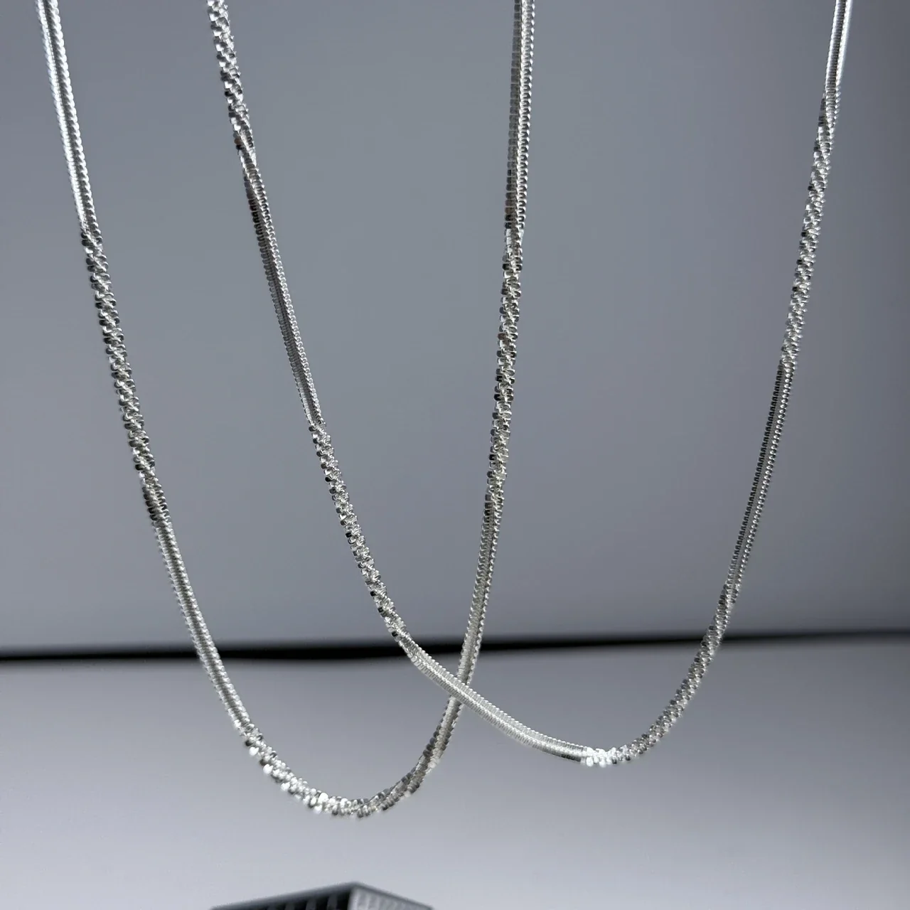Sparkling 925 Sterling Silver Bead Snake Chain Necklace