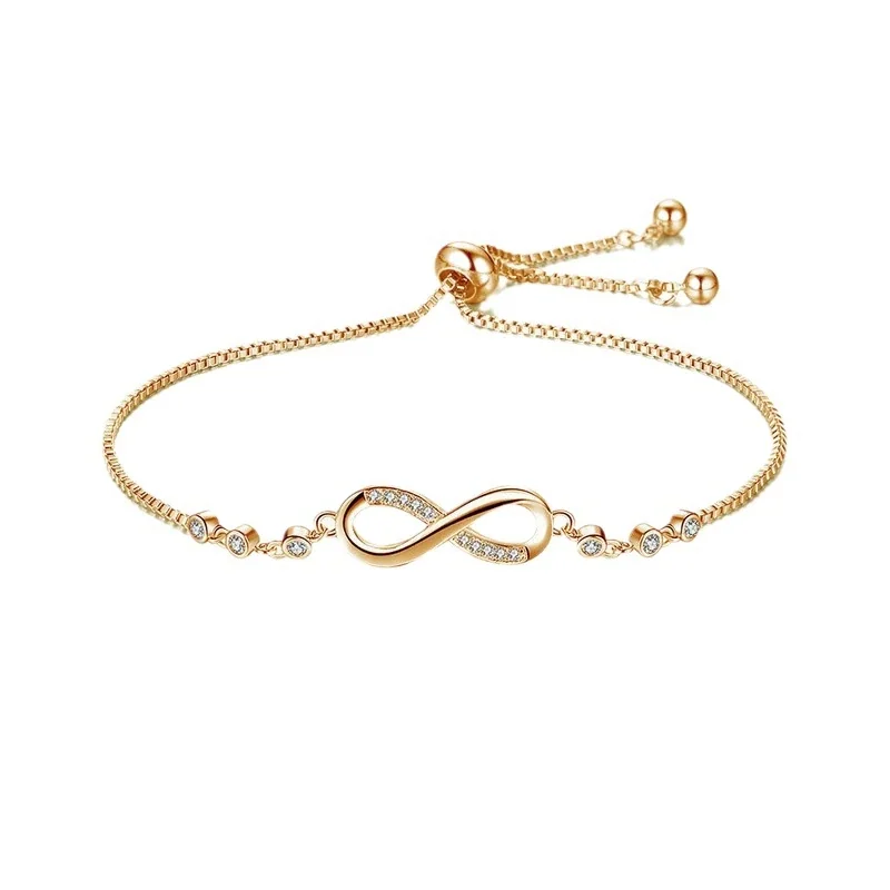 Infinity Stone-Set Box Chain 925 Sterling Silver Bracelet