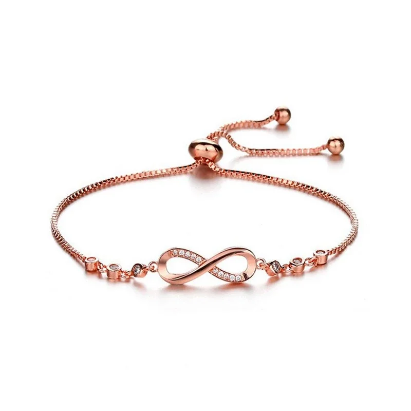 Infinity Crystal-Set Box Chain 925 Sterling Silver Bracelet