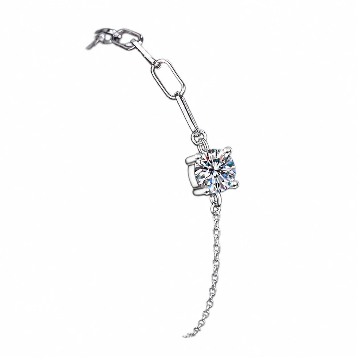 Split-Chain 925 Sterling Silver Prong-Set Moissanite Bracelet