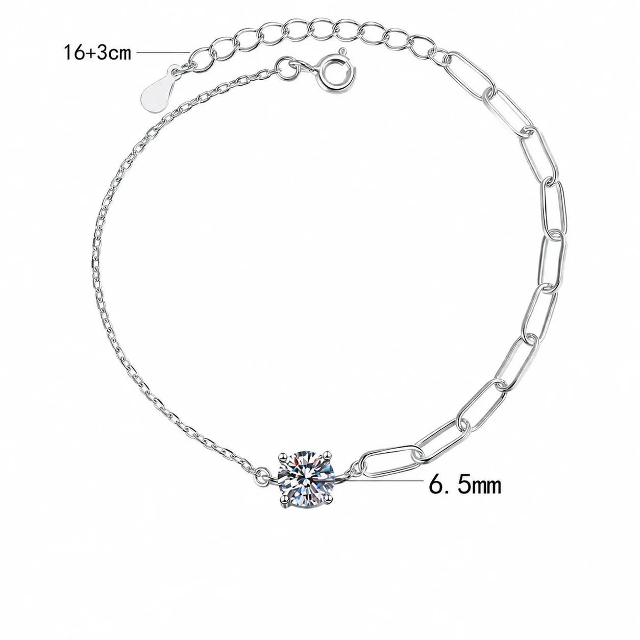 Split-Chain 925 Sterling Silver Prong-Set Moissanite Bracelet - Carat Moissanite
