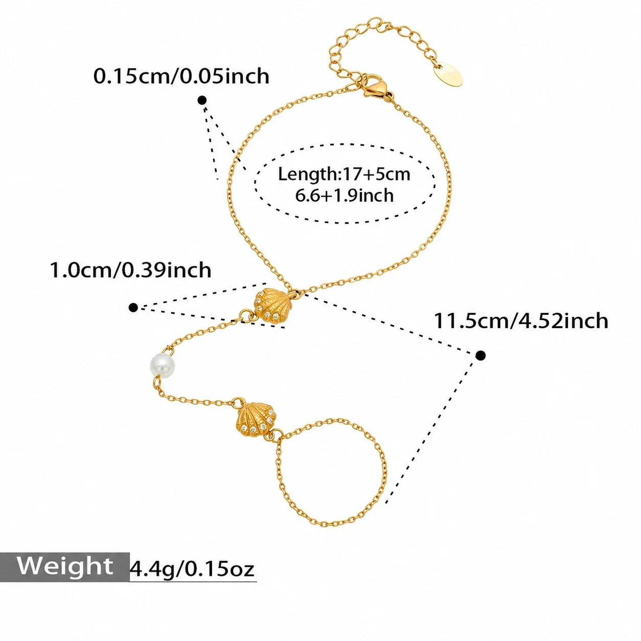 Coastal 18K Gold-Plated Scallop CZ Hand Bracelet - Gold
