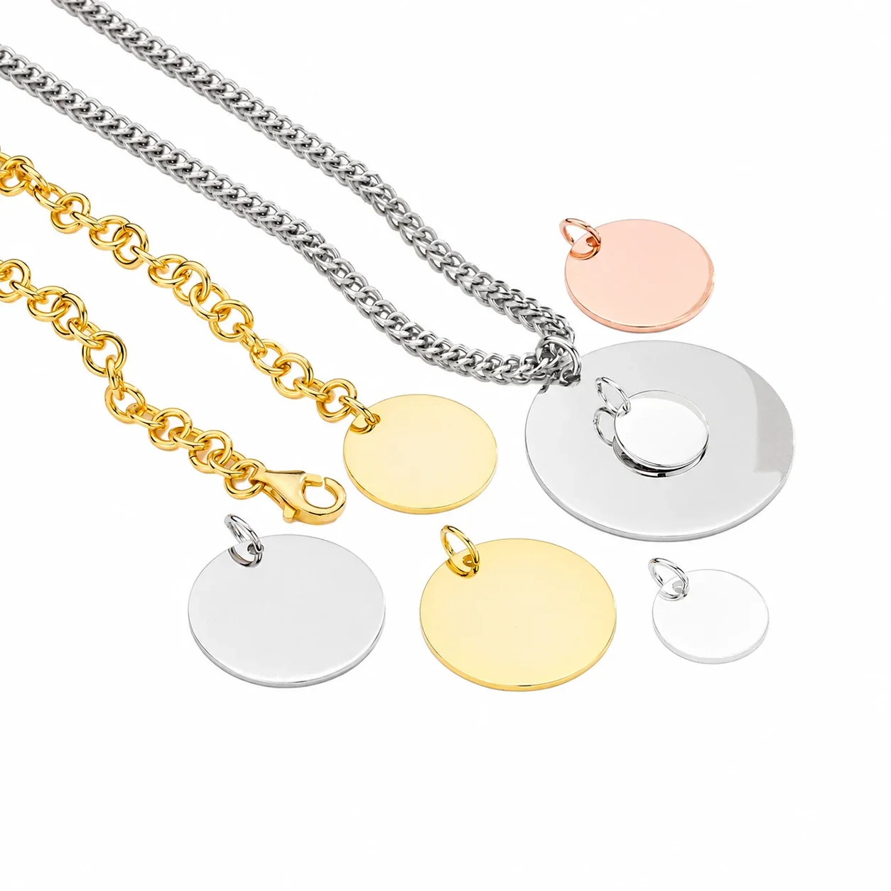 Polished Round Disc Bail 925 Sterling Silver Bracelet Charm