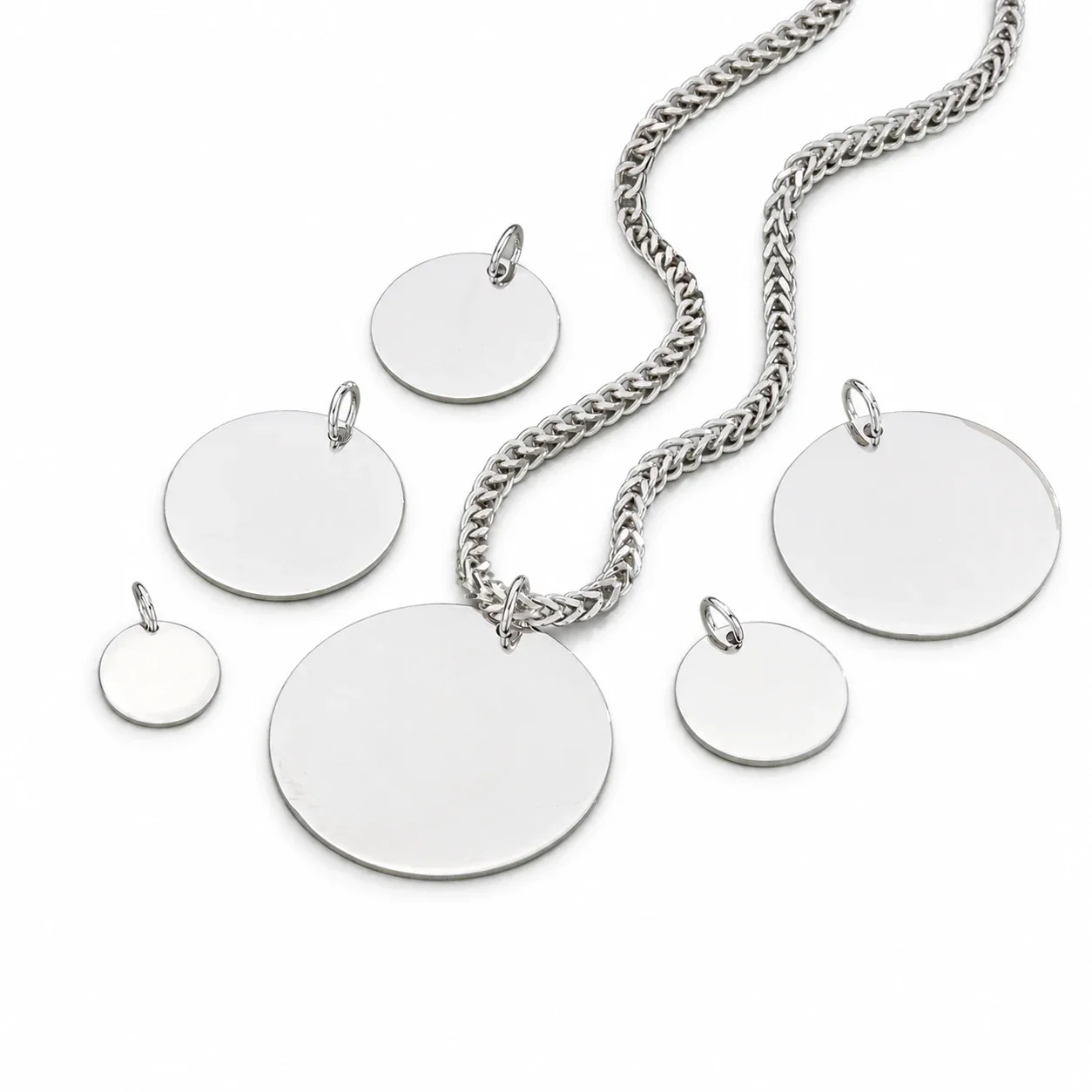Polished Round Disc Bail 925 Sterling Silver Bracelet Charm