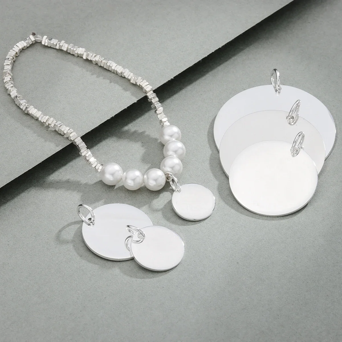 Polished Round Disc Bail 925 Sterling Silver Bracelet Charm