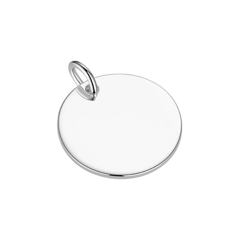 Polished Round Disc Bail 925 Sterling Silver Bracelet Charm - Silver