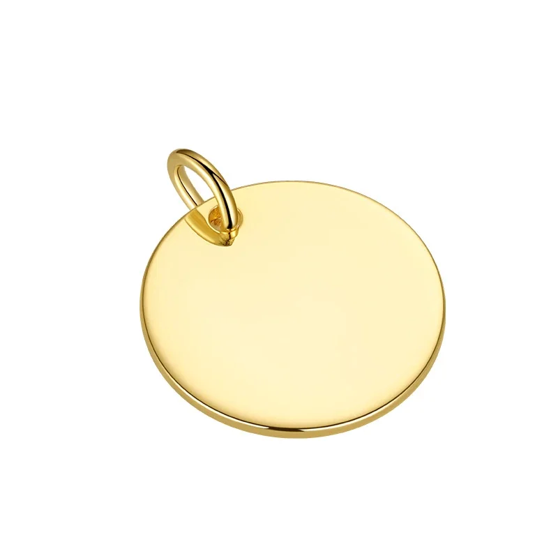 Polished Round Disc Bail 925 Sterling Silver Bracelet Charm - Gold