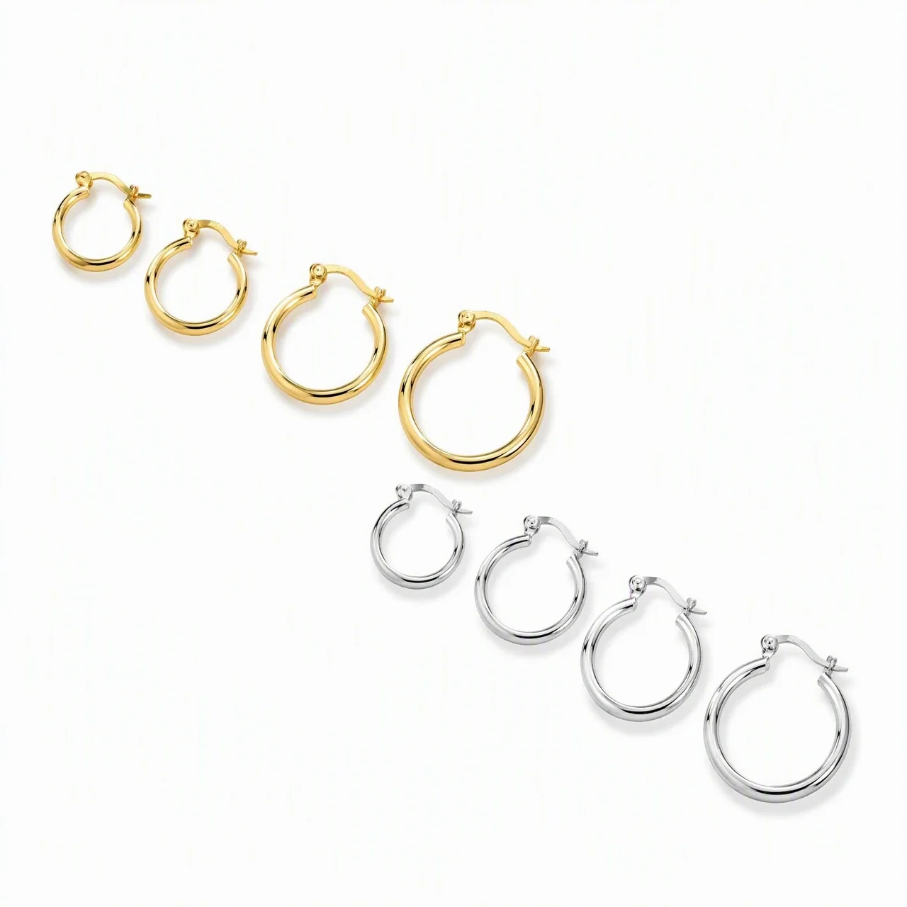 Sleek 925 Sterling Silver Rounded Tube Hoop Earrings