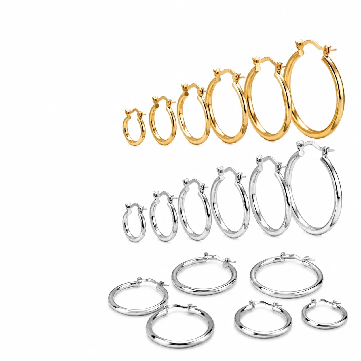 Sleek 925 Sterling Silver Rounded Tube Hoop Earrings