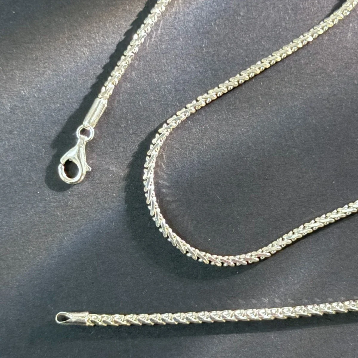 Textured 925 Sterling Silver Dragon-Bone Chain Necklace