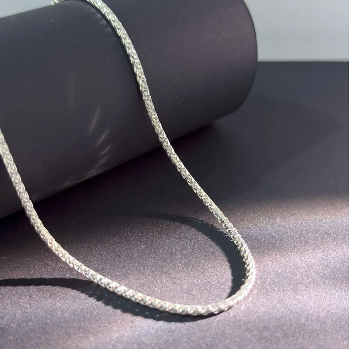 Textured 925 Sterling Silver Dragon-Bone Chain Necklace