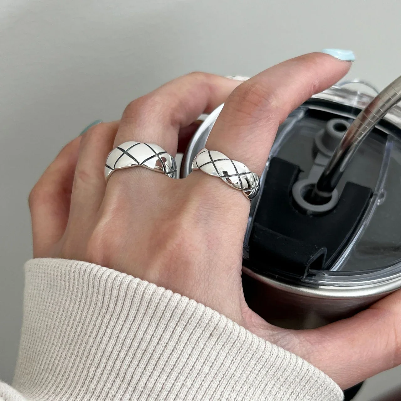 Geometric 925 Sterling Silver Crisscross Open-Front Ring
