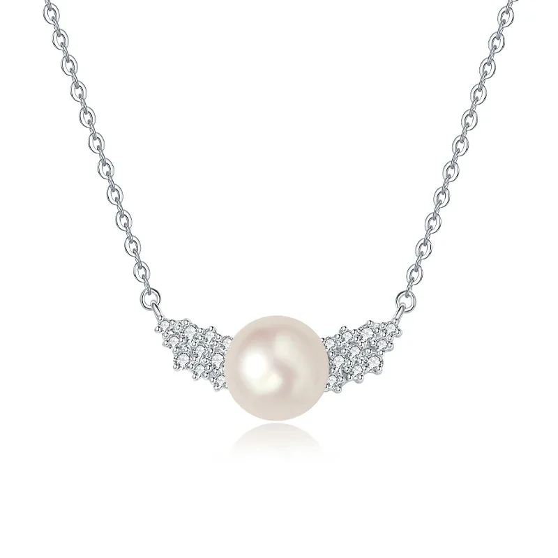 Luminous 925 Sterling Silver Freshwater Pearl Wing Necklace