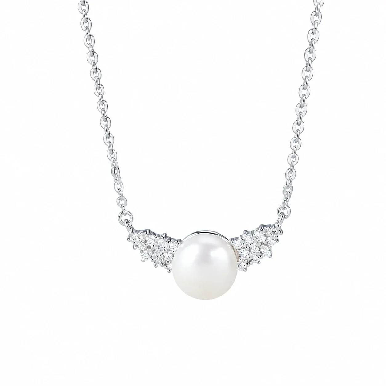 Luminous 925 Sterling Silver Freshwater Pearl Wing Necklace
