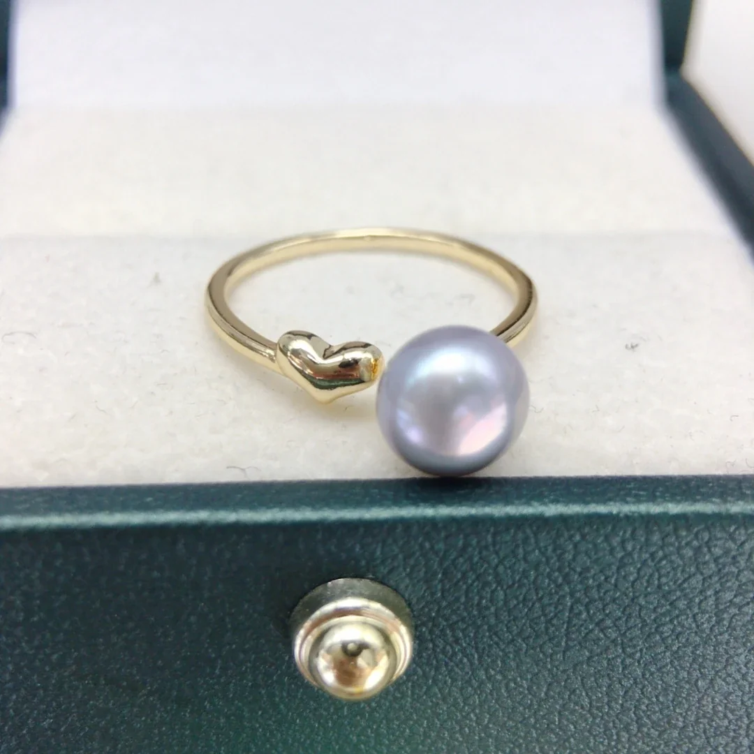 Refined Gold-Plated Heart Open 7 mm Freshwater Pearl Ring