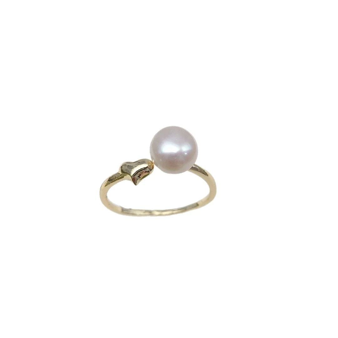 Refined Gold-Plated Heart Open 7 mm Freshwater Pearl Ring