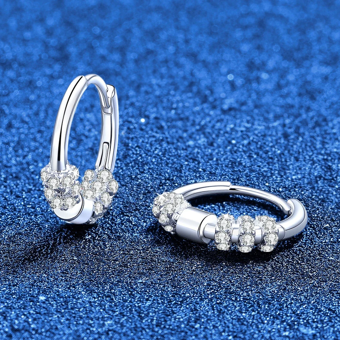 Refined 925 Sterling Silver Twin Cluster Hoop Earrings