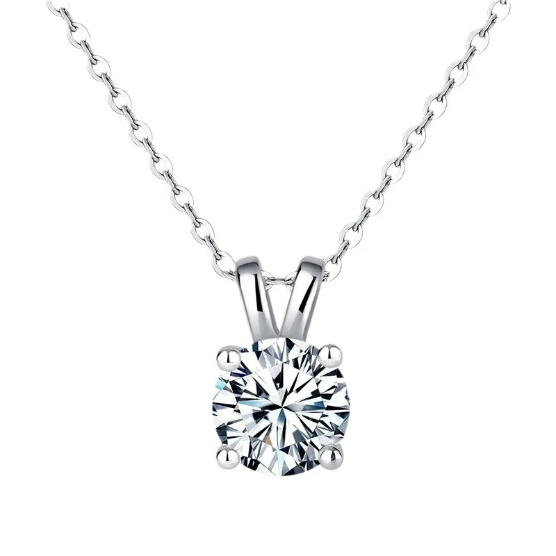 Sparkling 925 Sterling Silver Round Four-Prong Pendant