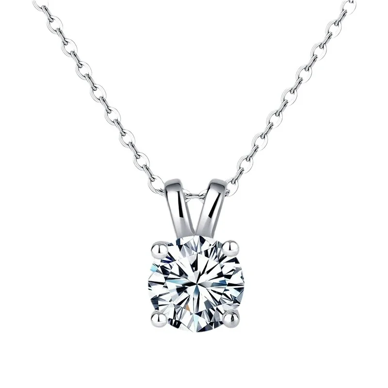 Sparkling 925 Sterling Silver Round Four-Prong Pendant