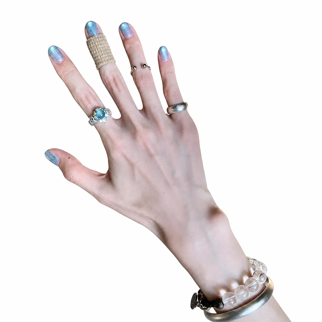 Icy Silver-Plated Copper Mint Round CZ Open Cluster Ring