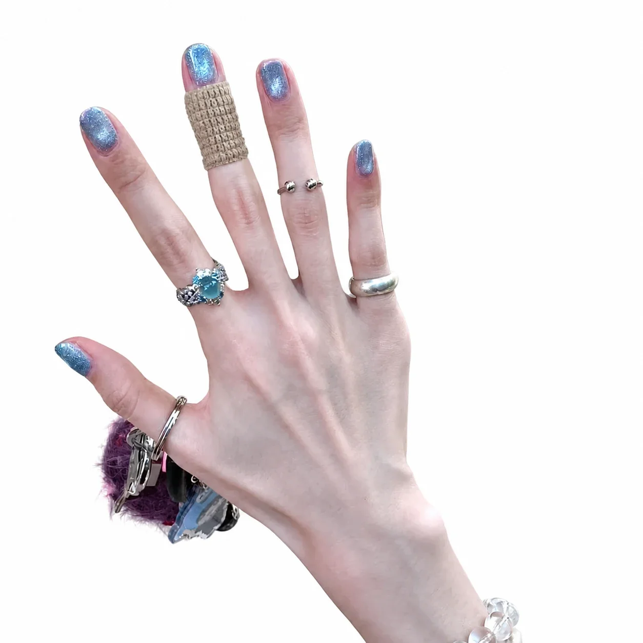 Icy Silver-Plated Copper Mint Round CZ Open Cluster Ring