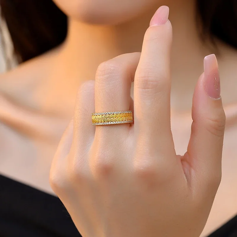 Ornate 925 Sterling Silver Wheat Pavé Open Ring