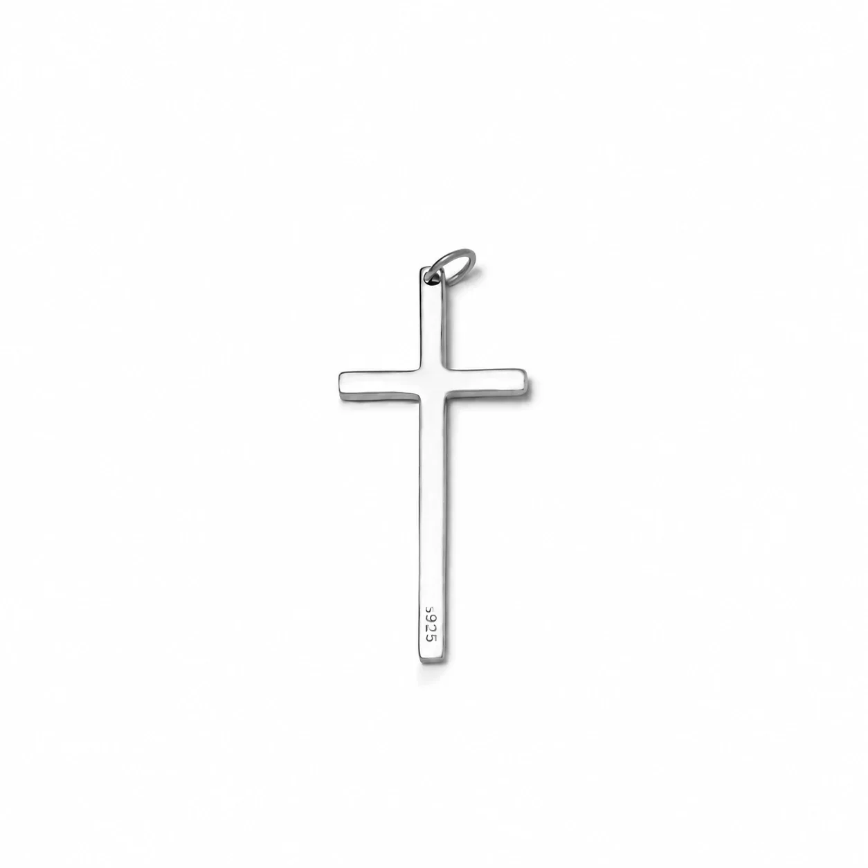 Polished 925 Sterling Silver Plain Cross Box Chain Necklace - Pendant · Men's Cross