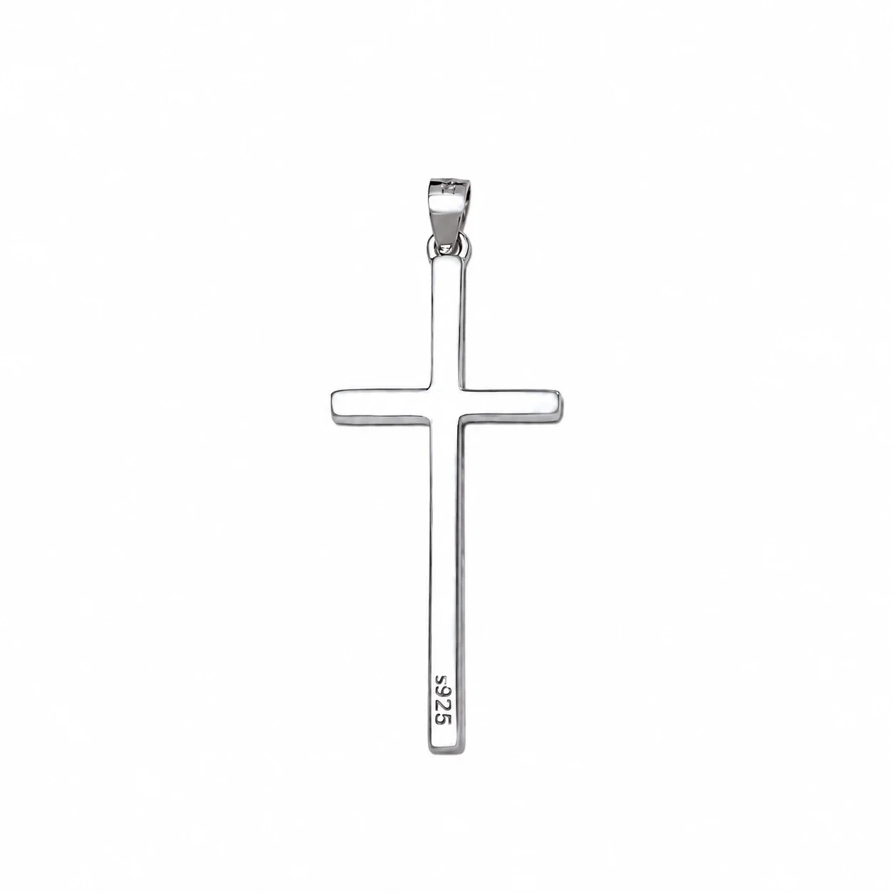Polished 925 Sterling Silver Plain Cross Box Chain Necklace - Pendant · Women's Cross
