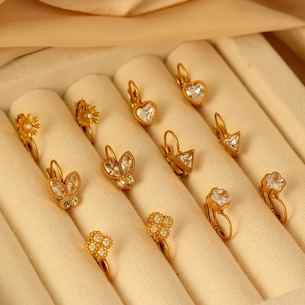 Celestial 18K Gold-Plated Star Bezel Leverback Earrings