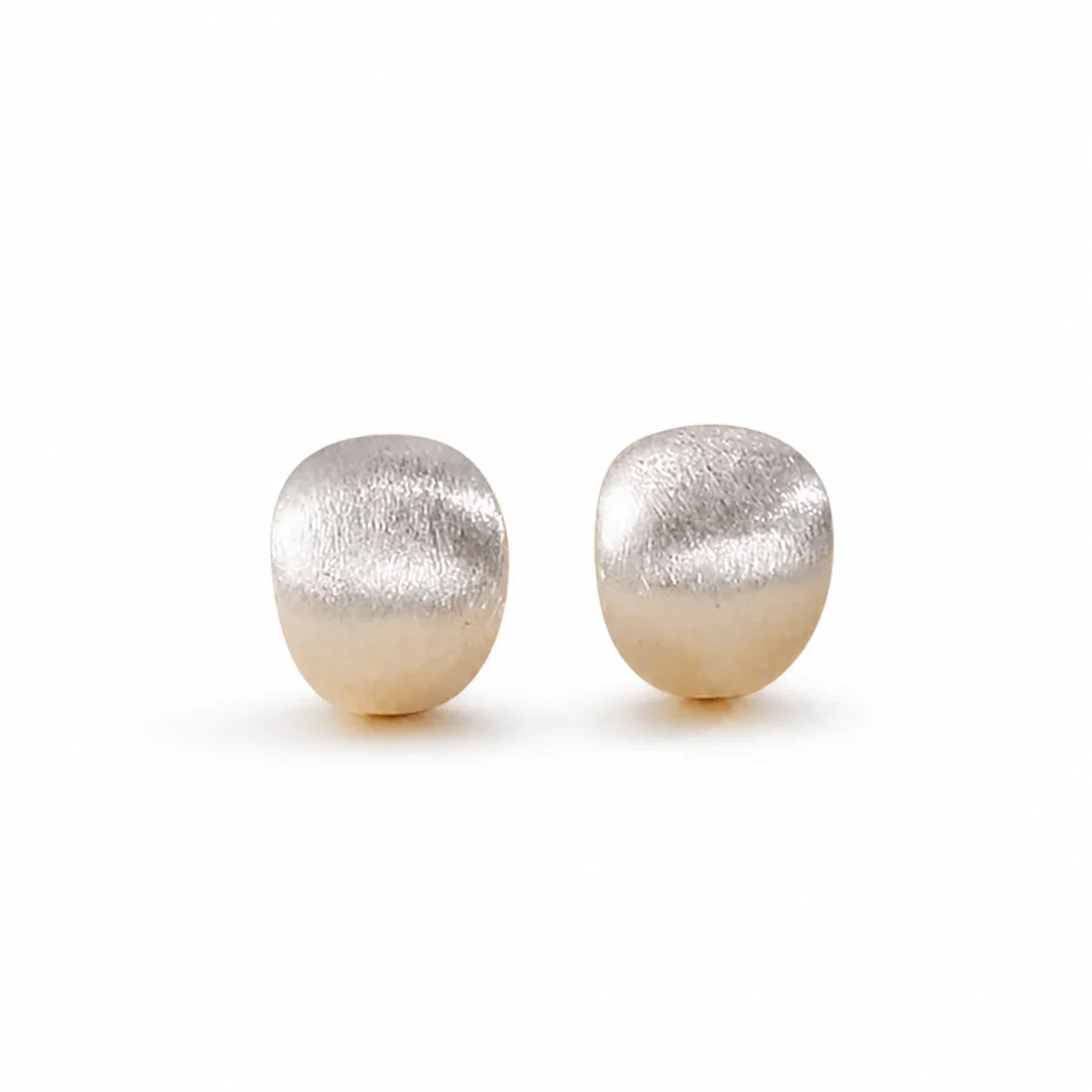 Sculptural 925 Sterling Silver Brushed Dome Stud Earrings