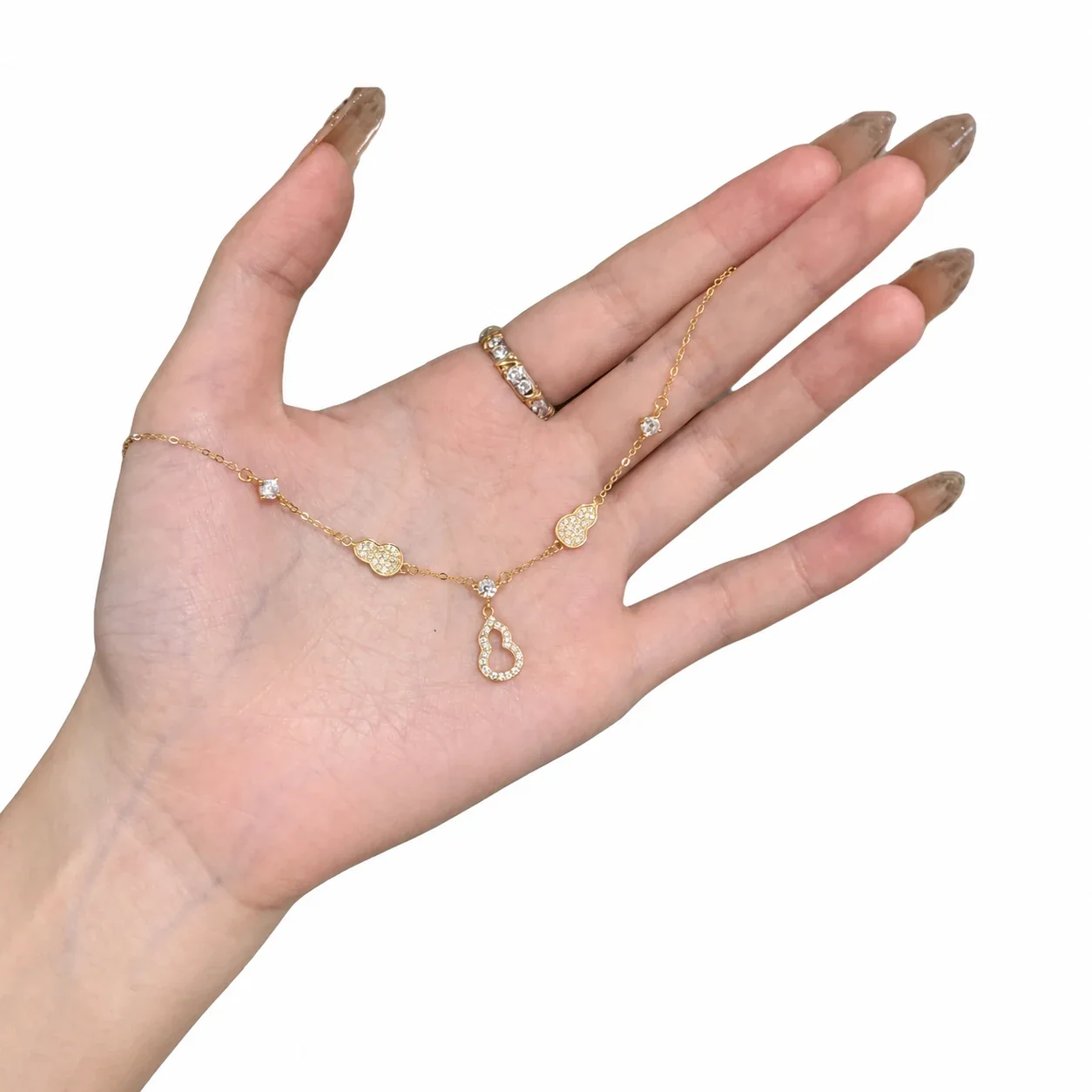 Pavé Gourd Motif 925 Sterling Silver Pendant Necklace