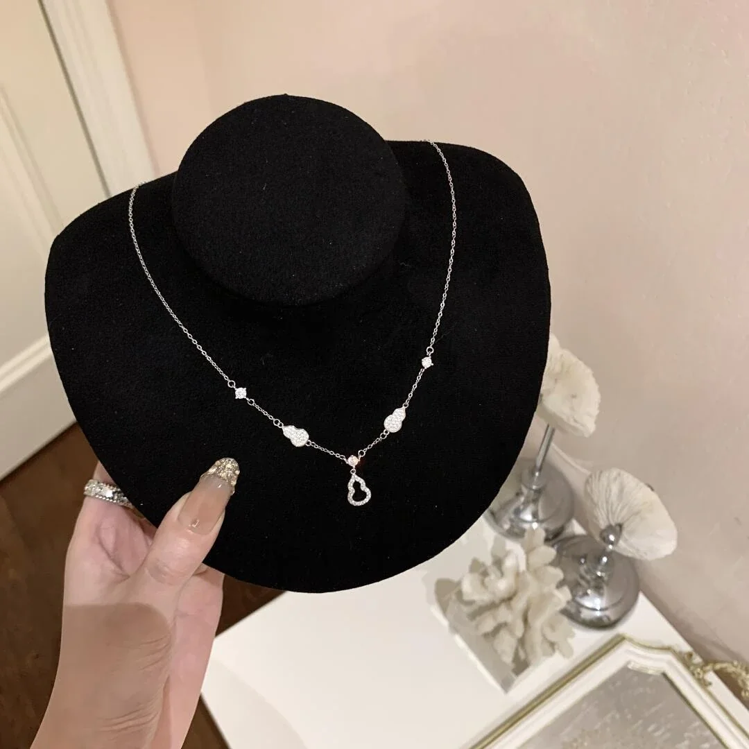 Pavé Gourd Motif 925 Sterling Silver Pendant Necklace